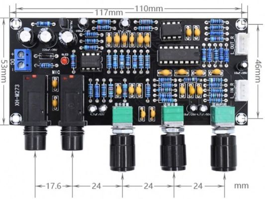 PT2399 NE5532 স্টেরিও অডিও পরিবর্ধনের জন্য DC12-24V ওয়ার্কিং ভোল্টেজ সহ মাইক্রোফোন এম্প্লিফায়ার বোর্ড