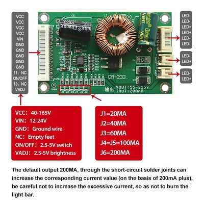 CA-233 LED ব্যাকলাইট ড্রাইভার বোর্ড 55-255V আউটপুট ধ্রুবক বর্তমান