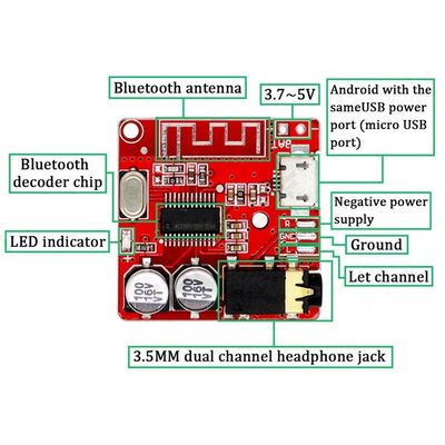 CA-6965 মাইক্রো USB 5V MP3 BT ডিকোডার বোর্ড ব্লুটুথ অডিও রিসিভার মডিউল ইউনিভার্সাল কম্পোনেন্ট