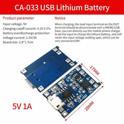 CA-033 BMS ব্যাটারি প্রোটেকশন বোর্ড 4.5V-5V লিথিয়াম ব্যাটারি চার্জার মডিউল