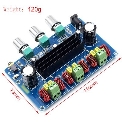 CA-3166B ব্লুটুথ 5.0 এম্প্লিফায়ার বোর্ড 2 * 50W + 100W 2.1 চ্যানেল TPA3116D2 DC12 ~ 24V পাওয়ার সাপ্লাই সহ