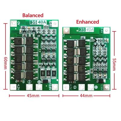 CA-3S-40A লিথিয়াম আইওন ব্যাটারি PCB BMS সুরক্ষা বোর্ড