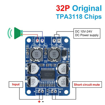 CA-3118 এম্প্লিফায়ার বোর্ড 1*60W 8-24V TPA3118 PBTL Mono Class D ডিজিটাল পাওয়ার অডিও বোর্ড