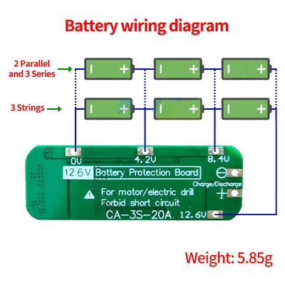 CA-3S-20A-E 11.1V 12V 12.6V BMS ব্যাটারি সুরক্ষা বোর্ড লিথিয়াম 3s BMS মডিউল
