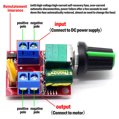 CA-105AS 35V 5A 90W পিডব্লিউএম মোটর স্পিড রেগুলেটর LED ডিমিংয়ের জন্য বোর্ড সুইচ সামঞ্জস্য করুন