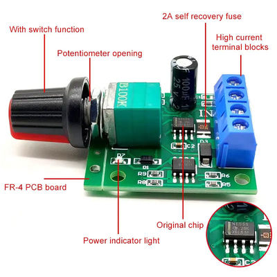 CA-102A পিডব্লিউএম মোটর স্পিড রেগুলেটর 2A 30W 1.8V 3V 5V 6V 12V ডিসি মোটর গভর্নর গতি নিয়ন্ত্রক