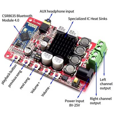 CA-7492 BT এম্প্লিফায়ার অডিও মডিউল DC8-25V 2*50W AMP TDA7492