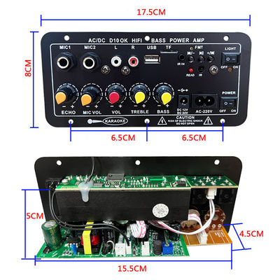 D10 BT এম্প্লিফায়ার অডিও বোর্ড 200W পিক পাওয়ার ব্লুটুথ 5.0 এবং কারাওকে জন্য ডুয়াল মাইক্রোফোন ইনপুট সহ