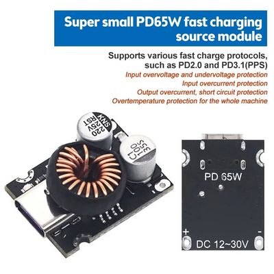 QC4.0 QC3.0 টাইপ-সি ইউএসবি PD65W ফাস্ট চার্জিং অ্যাডাপ্টার মডিউল স্ট্যান্ডার্ড মাউন্ট টাইপ সহ