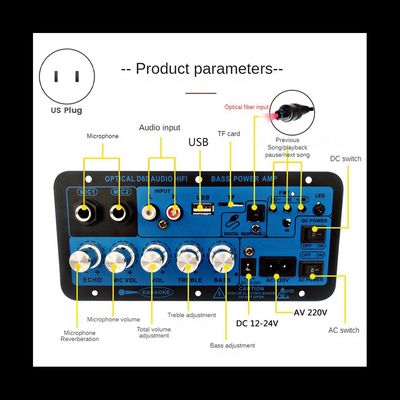 D60 50W সাবউফার এম্প্লিফায়ার বোর্ড 12V/24V/220V পাওয়ারের জন্য ব্লুটুথ এবং অপটিক্যাল অডিও ইনপুট সহ
