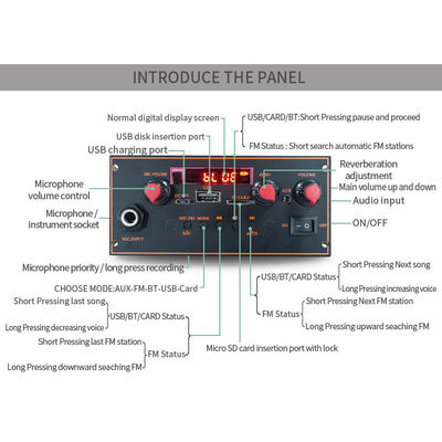 MP3 ডিকোডার এবং FM রেডিও ফাংশন সহ 2x10W ব্লুটুথ 5.0 স্টেরিও মাদারবোর্ড