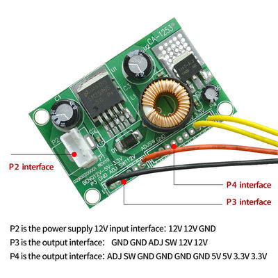 ইন্টিগ্রেটেড সার্কিট সহ 12V থেকে 5V থেকে 3.3V LCD পাওয়ার সাপ্লাই মডিউল ডিসি কনভার্টার বোর্ড