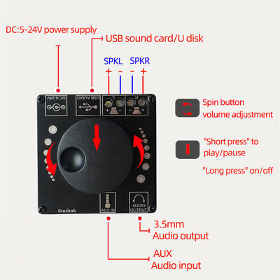 2x50W ডুয়াল চ্যানেল স্পিকার 3.5mm AUX অডিও স্টেরিও বিটি 5.0 এম্প ডিজিটাল এইচআইএফআই পাওয়ার এম্প্লিফায়ার বোর্ড