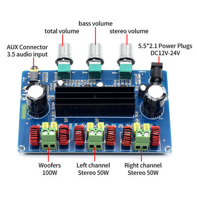 হোম এম্প্লিফায়ারের জন্য 100W 2*50W BT ডিজিটাল অডিও পাওয়ার এম্প্লিফায়ার বোর্ড TPA3116D2 CA-3166B