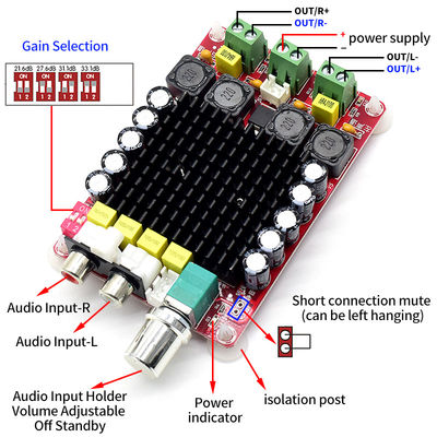 CA-7498 2*100W ডুয়াল চ্যানেল পাওয়ার এম্প্লিফায়ার বোর্ড হোম স্টেরিওর জন্য TDA7498 অডিও বোর্ড