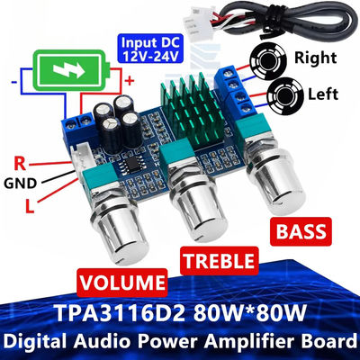 80W x 2 ডুয়াল চ্যানেল ডিজিটাল অডিও এম্প্লিফায়ার বোর্ড TPA3116D2 মডিউল উচ্চ দক্ষতার সাথে > 90%
