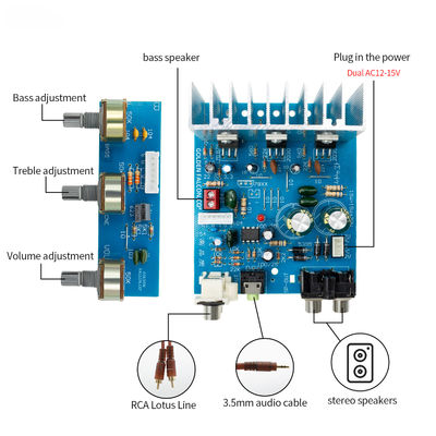 TDA2030 সাবউফার পাওয়ার এম্প্লিফায়ার বোর্ড 2.1CH 15W*2 30W এসি 12V ডুয়াল পাওয়ার সহ স্টেরিও অডিও এম্প্লিফায়ার