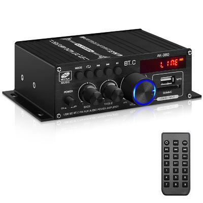 AK-380 ইউএসবি এসডি অডিও পাওয়ার এম্প্লিফায়ার 400W 2.0 CH হাইফাই স্টেরিও এএমপি স্পিকার ব্লুটুথ 5.0 এএমপি রিসিভার হোমের জন্য রিমোট কন্ট্রোল সহ