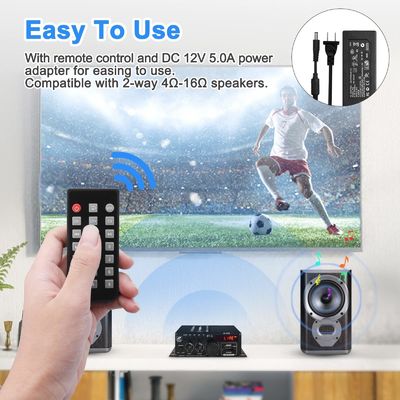 AK-380 ইউএসবি এসডি অডিও পাওয়ার এম্প্লিফায়ার 400W 2.0 CH হাইফাই স্টেরিও এএমপি স্পিকার ব্লুটুথ 5.0 এএমপি রিসিভার হোমের জন্য রিমোট কন্ট্রোল সহ