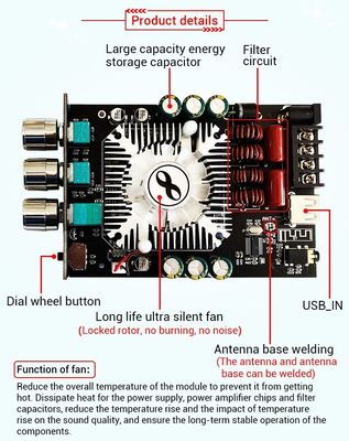 ZK-1602T 2*160W 2.0 চ্যানেল ডিজিটাল পাওয়ার এম্প্লিফায়ার মডিউল ক্লাস ডি অডিও স্টেরিও বিটি 5.0 সাবউফার এম্প্লিফায়ার বোর্ড ZK-1602T