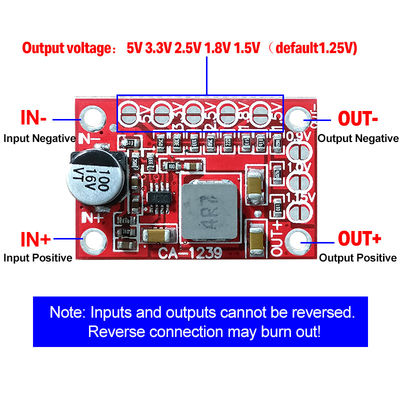CA-1239 অ্যাডজাস্টেবল বাক কনভার্টার 5-15V ইনপুট 1.25V/1.5V/1.8V/2.5V/3.3V/5V আউটপুট বোর্ড মাউন্ট ডিসি-ডিসি স্টেপ ডাউন পাওয়ার মডিউল