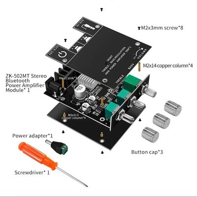 ZK-502MT 5.0 সাবউফার এম্প্লিফায়ার বোর্ড 50W*2 2.0 চ্যানেল হাই পাওয়ার অডিও স্টেরিও সাউন্ড এম্প্লিফায়ার