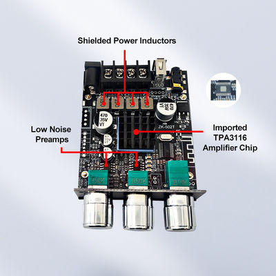 TPA3116D2 সাবউফার অডিও এম্প্লিফায়ার মডিউল ZK-502T 2-চ্যানেল অডিও স্টেরিও বোর্ড 2 * 50W বাস এএমপি এবং AUX যোগাযোগের সাথে