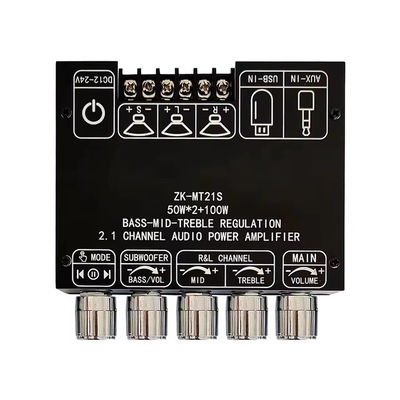 2.1 চ্যানেল সাবউফার AUX 12V 24V অডিও স্টেরিও 5.1 বেস ডিজিটাল পাওয়ার এম্প্লিফায়ার বোর্ড ZK-MT21S 2x50W 100W ডিসি অ্যাডাপ্টারের জন্য