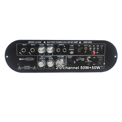 D1200 2.0 চ্যানেল 50W+50W BT ডিজিটাল এম্প্লিফায়ার বোর্ড 12V গাড়ি হোম ডিজে ব্যবহারের জন্য রিচার্জযোগ্য