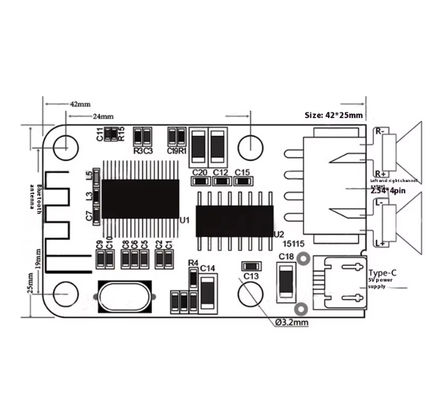 PAM8403 মিনি ব্লুটুথ এম্প্লিফায়ার বোর্ড 5V 2x3W টাইপ-সি