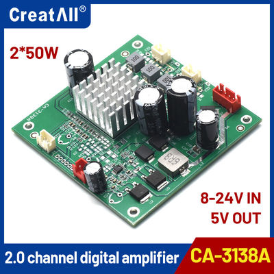 CA-3138A 5V ডুয়াল চ্যানেল এম্প্লিফায়ার বোর্ড 2x50W 8-24V ইনপুট