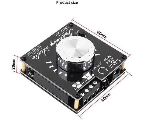 80W ডুয়াল চ্যানেল ব্লুটুথ 5.0 এমপ্লিফায়ার বোর্ড 60x60x30mm