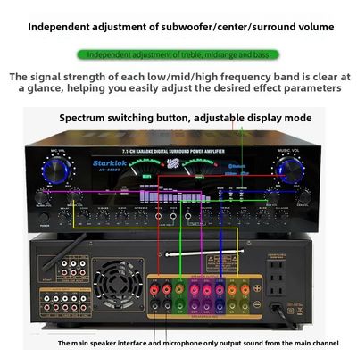 AV-888BT 2800W হোম কারাওকে ডুয়াল-রিং পাওয়ার এম্প্লিফায়ার নতুন মডেল 7.1 চ্যানেল জোন টিউনিং উচ্চ-ক্ষমতা ধাতু নির্মাণ