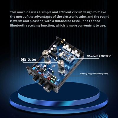 অডিওফাইল HIFI টিউব প্রিমপ্লিফায়ার 6J5 QCC3034 BT 5.1 ওয়্যারলেস হোম এমপ্লিফায়ারের জন্য BASS এবং TREBLE সমন্বয় সহ প্রিম্প