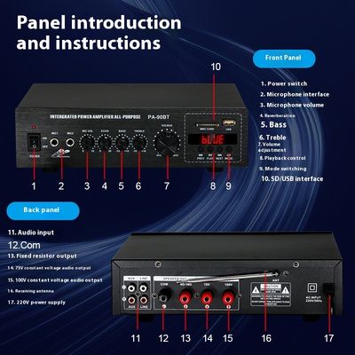 PA-90BT 120W Professional Audio BT Wireless Amplifier High-Power Home Ceiling Speaker Public Broadcast Constant Voltage Metal