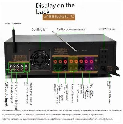 AV-8888BT পেশাদার ৭.১ চ্যানেল ২০০০W অতি-উচ্চ ক্ষমতা সম্পন্ন হোম থিয়েটার এমপ্লিফায়ার ব্লুটুথ ওয়্যারলেস হোম কেটিভি সারাউন্ড সাউন্ড সিস্টেম