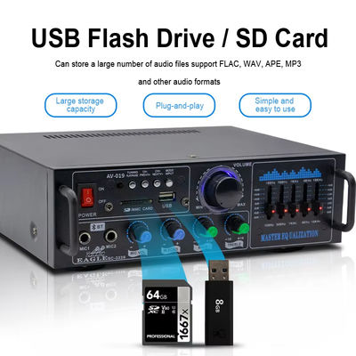 160W ডুয়াল চ্যানেল হাইফাই স্টেরিও অডিও হোম ডিজিটাল এমপ্লিফায়ার পেশাদার টিউব এমপ্লিফায়ার মডিউল মাইক্রোফোন ইনপুট রিমোট এমপ্লিফায়ার