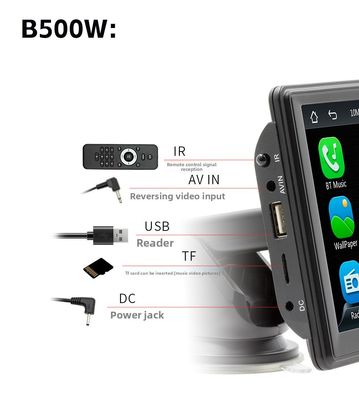 ক্রিয়েটল ব্লুটুথের জন্য 7-ইঞ্চি পোর্টেবল ওয়্যারলেস কারপ্লে এমপি 5 প্লেয়ার নতুন ক্রস-বর্ডার মাল্টিমিডিয়া কার্ড স্লট হেড ইউনিট WAV সমর্থন করে