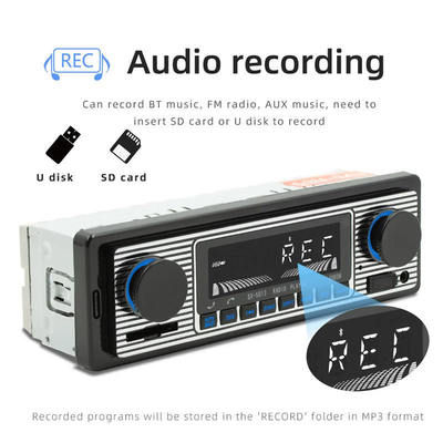 1 Din Plastic Car MP3 Radio with BT Handsfree FM/SD Power Protection AUX USB Multimedia Player WAV Audio Format Voice Broadcast