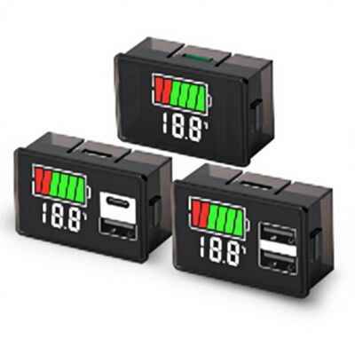 JX-4829 Dual-USB & Type-C Quick-Charge Power Meter with Voltage Display