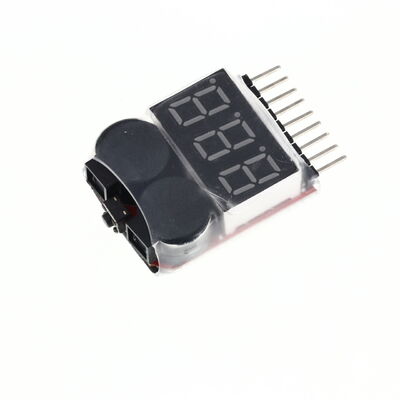 Two-in-One 1-8S Battery Indicator & Low-Voltage Alarm with Buzzer Real-Time Display