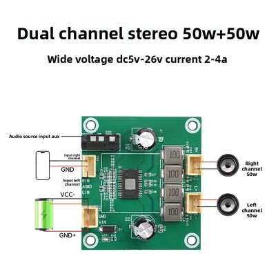 DC5V-26V 50W 2.0 Channel Digital Class D Stereo Audio Power Amplifier Module TPA3116 China