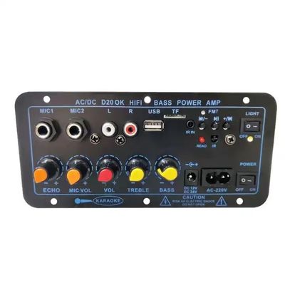 D20 200W BT 5.0 এম্প্লিফায়ার বোর্ড গাড়ি স্টেরিও এম্প্লিফায়ার ডুয়াল মাইক্রোফোন এবং সাবউফার সমর্থন সহ